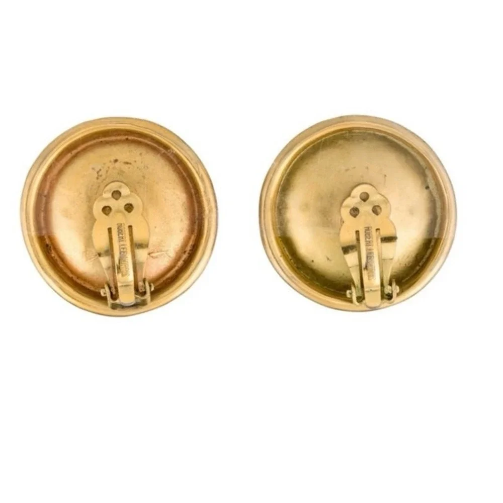 Robert Lee Morris RLM Signed Vintage Gold Tone Round Dome Clip-On Earrings